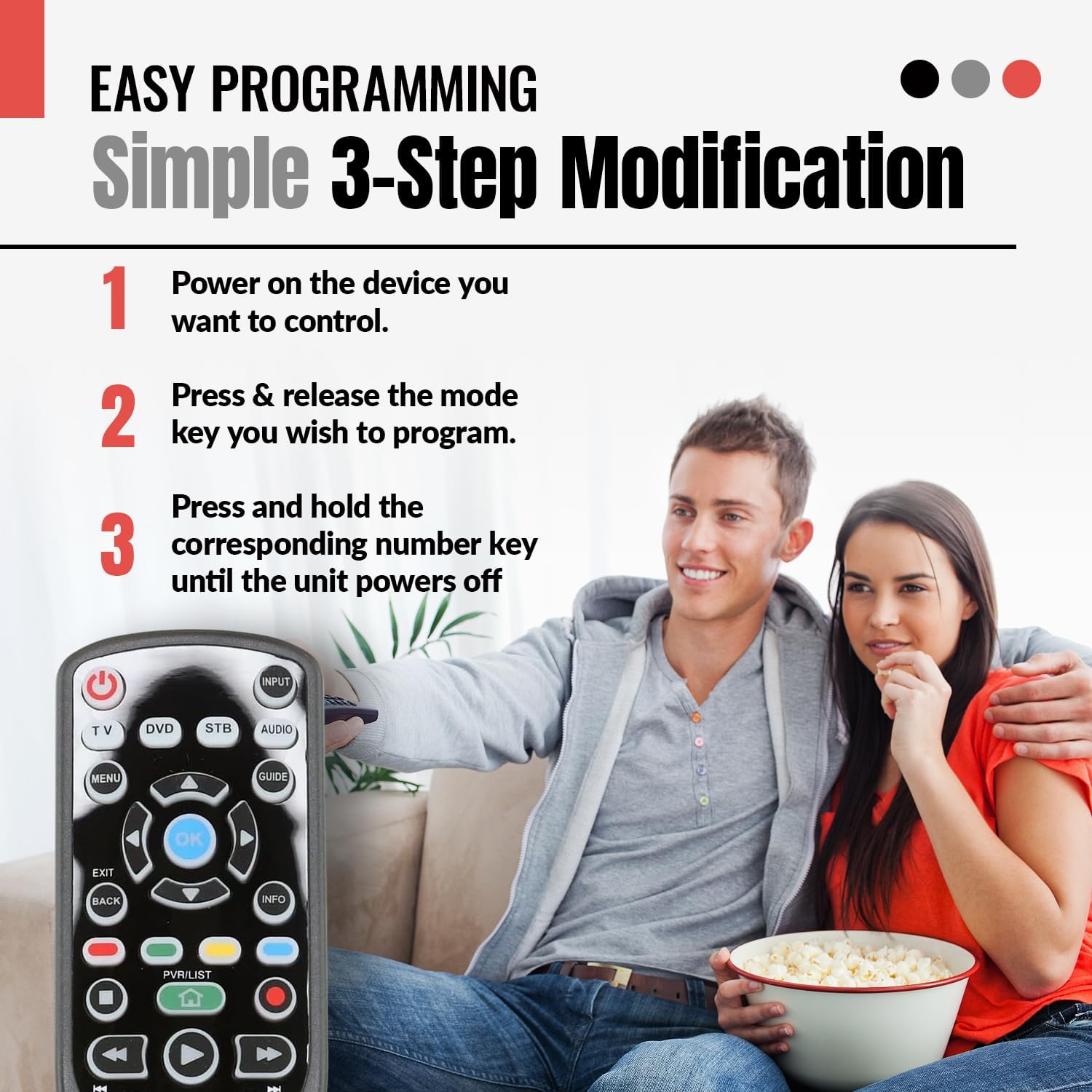 Anderic RRU401.7 4-Device Universal Remote Control with Backlight, Macro and Learning for TV, Cable, Streaming, DVD and more